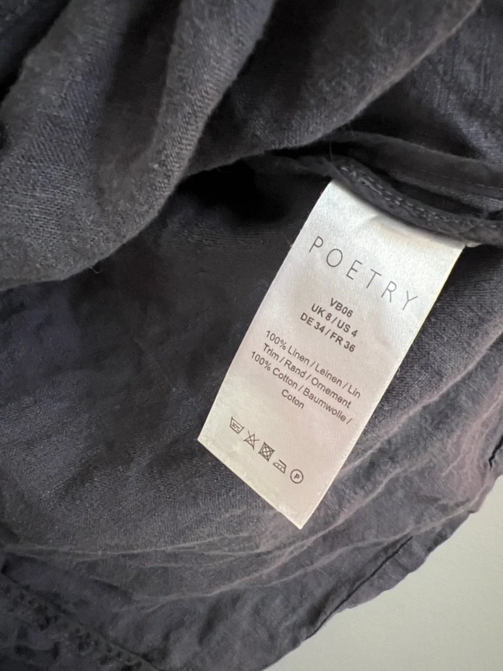 Poetry Women’s Charcoal Gray Lightweight 100% Linen Cross Top Size 4